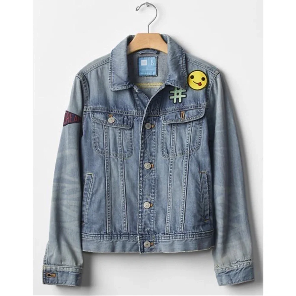 Gap Kids x ED Light Wash Patch Denim Jacket Girls